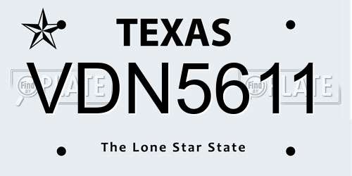VDN5611 Texas License Plate