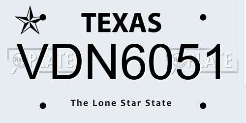 VDN6051 Texas License Plate