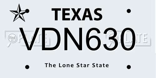VDN630 Texas License Plate