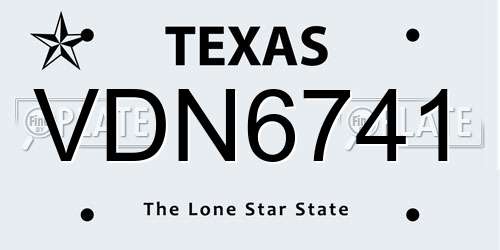 VDN6741 Texas License Plate