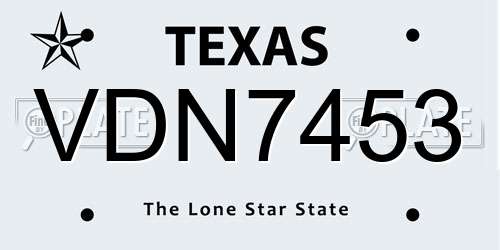 VDN7453 Texas License Plate