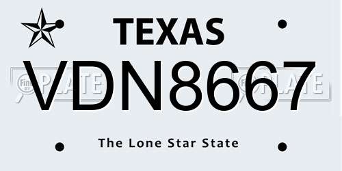 VDN8667 Texas License Plate