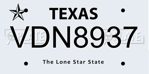 VDN8937 Texas License Plate