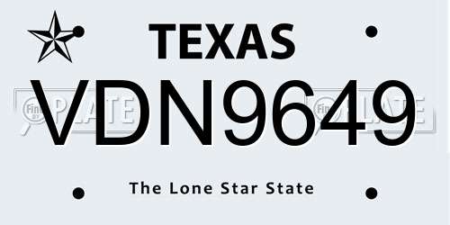 VDN9649 Texas License Plate