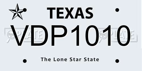 VDP1010 Texas License Plate