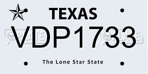 VDP1733 Texas License Plate