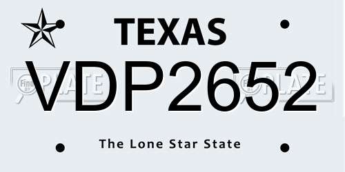 VDP2652 Texas License Plate