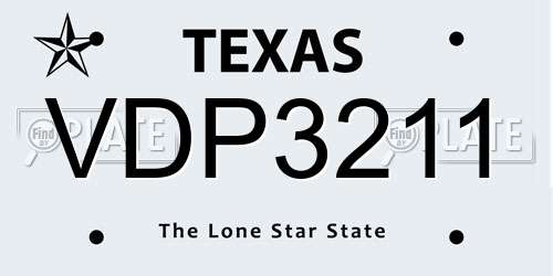 VDP3211 Texas License Plate