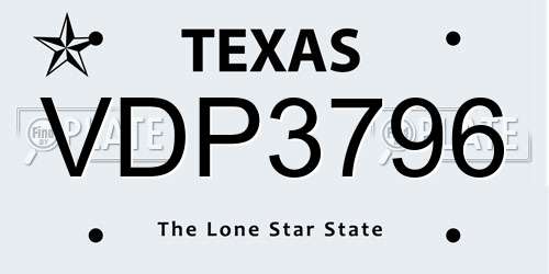 VDP3796 Texas License Plate