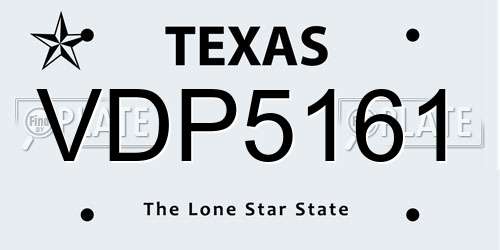 VDP5161 Texas License Plate