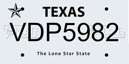 VDP5982 Texas License Plate