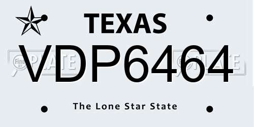 VDP6464 Texas License Plate