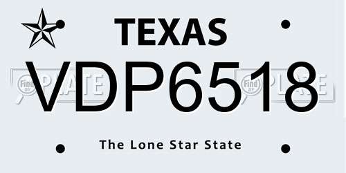 VDP6518 Texas License Plate
