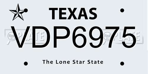 VDP6975 Texas License Plate