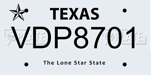 VDP8701 Texas License Plate