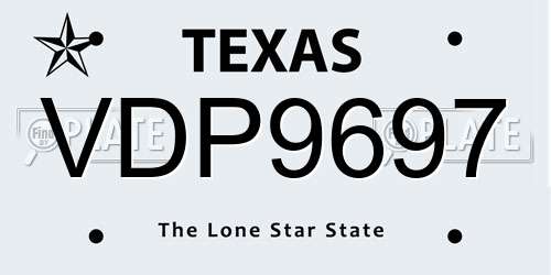 VDP9697 Texas License Plate