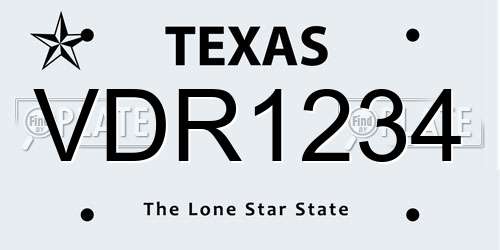 VDR1234 Texas License Plate