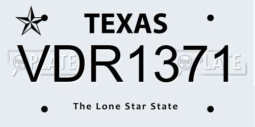 VDR1371 Texas License Plate