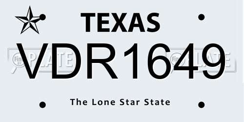 VDR1649 Texas License Plate