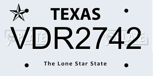 VDR2742 Texas License Plate