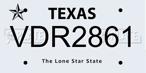 VDR2861 Texas License Plate