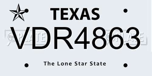 VDR4863 Texas License Plate