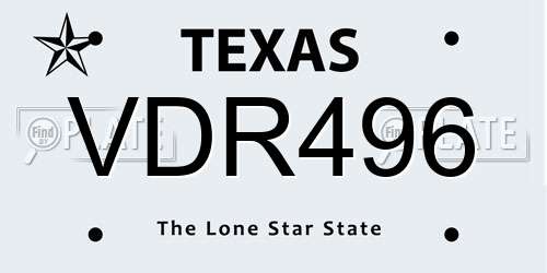 VDR496 Texas License Plate