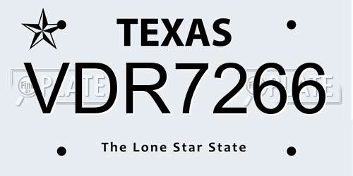 VDR7266 Texas License Plate