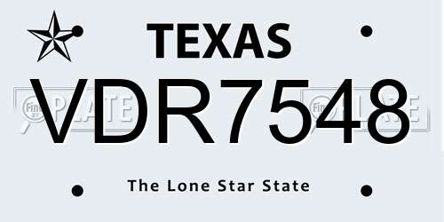 VDR7548 Texas License Plate