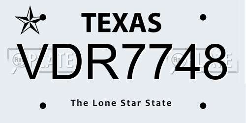 VDR7748 Texas License Plate