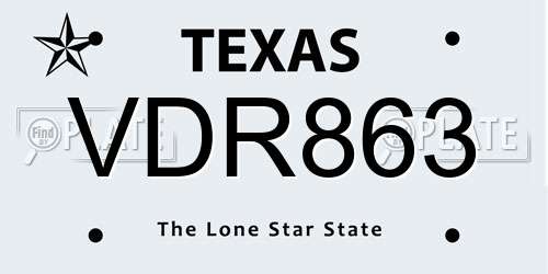 VDR863 Texas License Plate