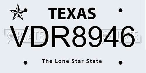 VDR8946 Texas License Plate