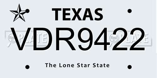 VDR9422 Texas License Plate