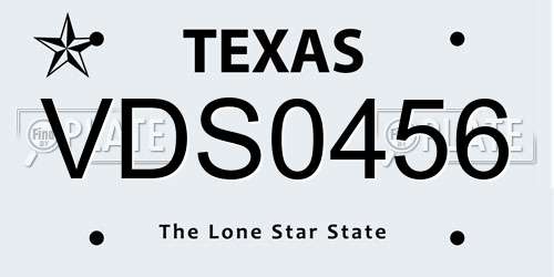VDS0456 Texas License Plate