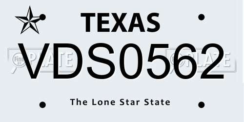 VDS0562 Texas License Plate