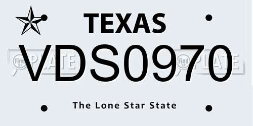VDS0970 Texas License Plate