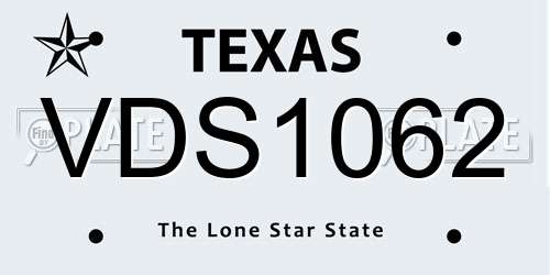 VDS1062 Texas License Plate