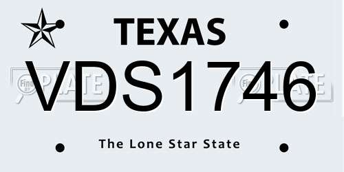 VDS1746 Texas License Plate