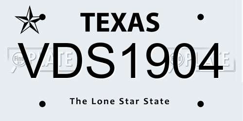VDS1904 Texas License Plate
