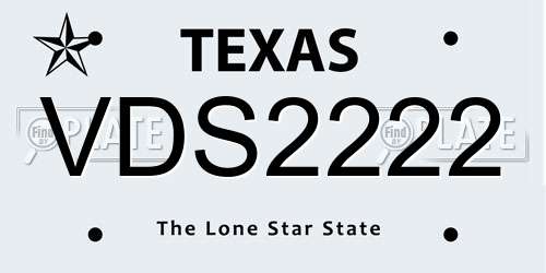 VDS2222 Texas License Plate