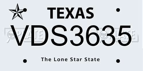 VDS3635 Texas License Plate