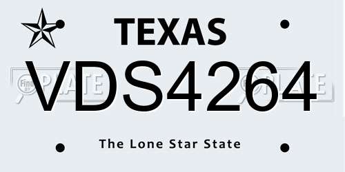 VDS4264 Texas License Plate