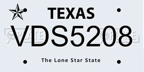 VDS5208 Texas License Plate