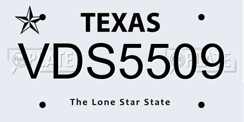 VDS5509 Texas License Plate