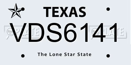 VDS6141 Texas License Plate