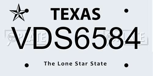 VDS6584 Texas License Plate