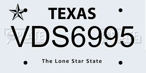 VDS6995 Texas License Plate