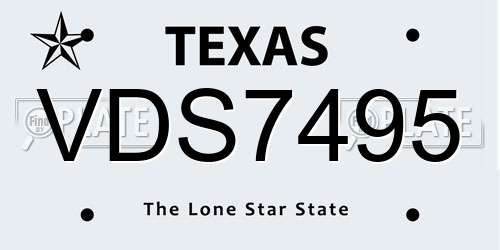 VDS7495 Texas License Plate