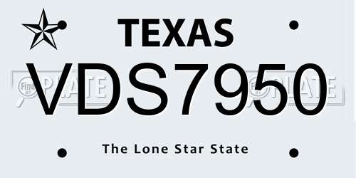 VDS7950 Texas License Plate