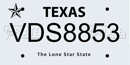VDS8853 Texas License Plate